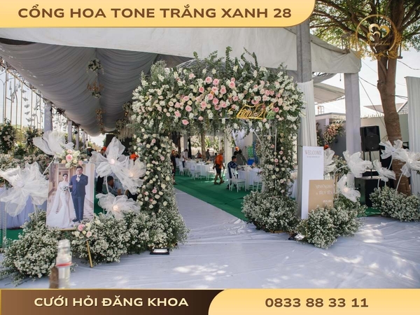 Cổng hoa tone trắng xanh 28