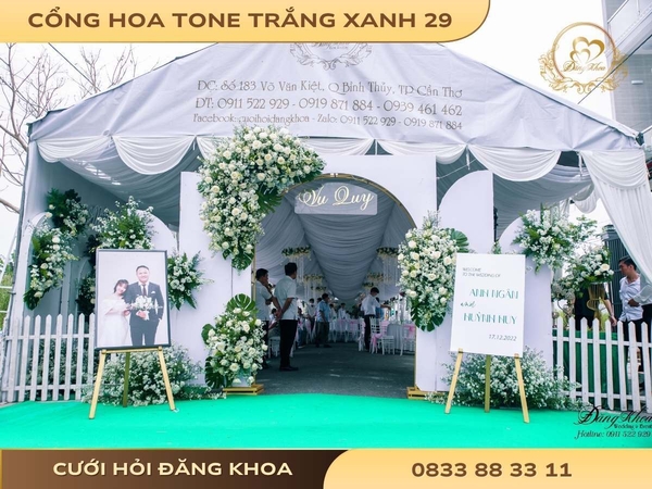 Cổng hoa tone trắng xanh 29