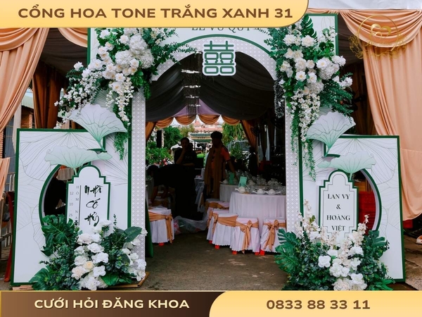 Cổng hoa tone trắng xanh 31