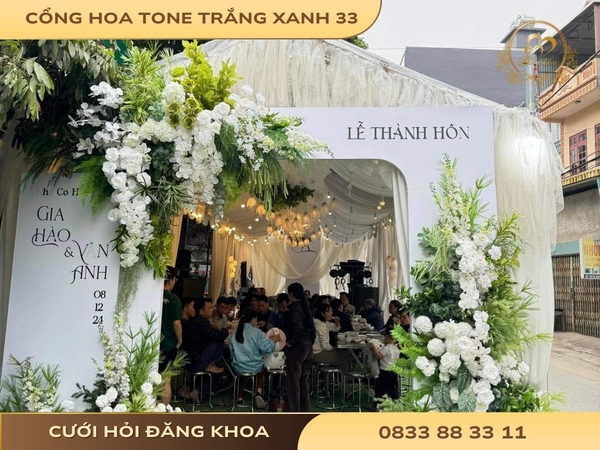 Cổng hoa tone trắng xanh 33