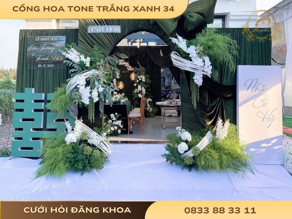 Cổng hoa tone trắng xanh 34