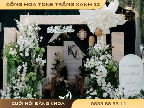Cổng hoa tone trắng xanh 12
