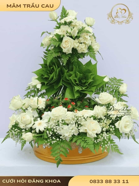 Mâm quả tone trắng xanh 01