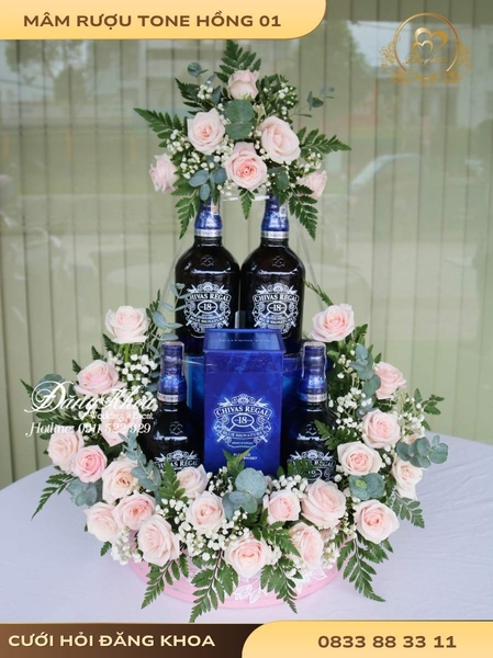 Mâm rượu & hoa tươi tone hồng 01