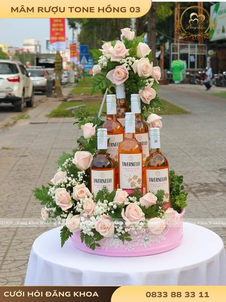 Mâm rượu & hoa tươi tone hồng 03