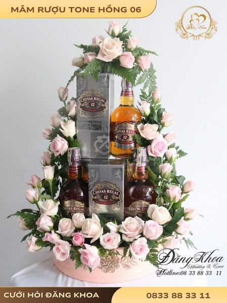 Mâm rượu & hoa tươi tone hồng 06