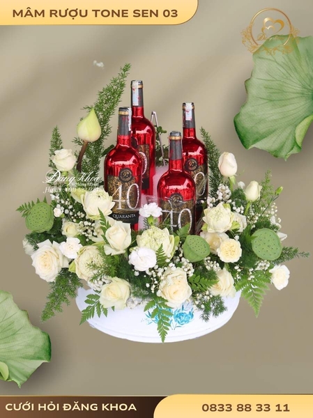 Mâm rượu & hoa tươi tone sen 03