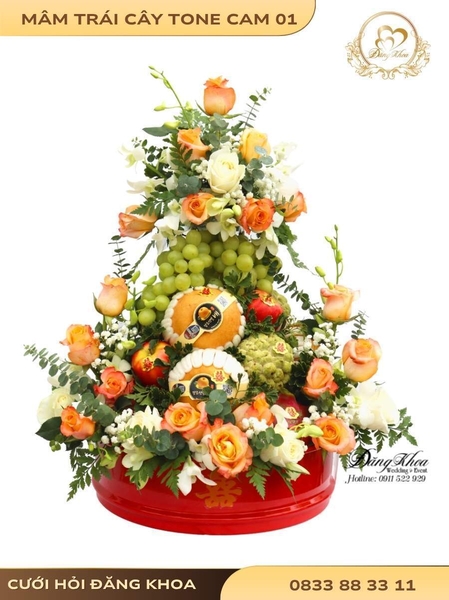 Mâm trái cây & hoa tươi tone cam 01