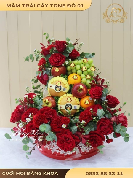 Mâm trái cây & hoa tươi tone đỏ 01