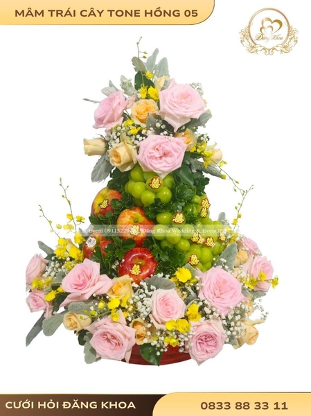 Mâm trái cây & hoa tươi tone hồng 05