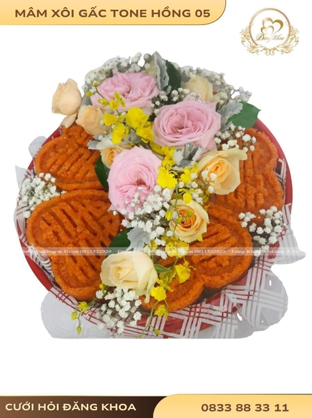 Mâm xôi gấc & hoa tươi tone hồng 05