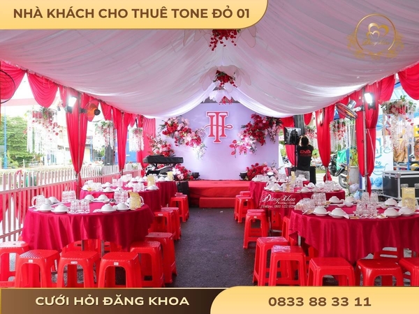 Nhà khách cho thuê tone đỏ 01