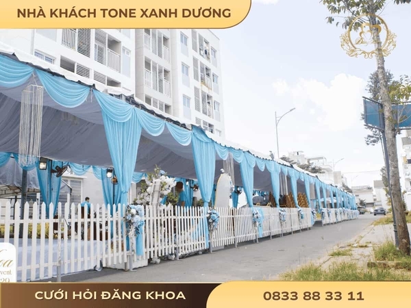 Nhà khách cho thuê tone xanh dương