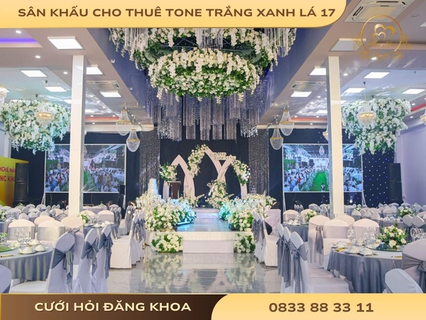 Sân khấu cho thuê tone trắng xanh 17