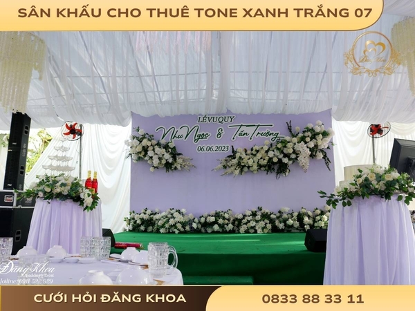 Sân khấu cho thuê tone xanh trắng 07