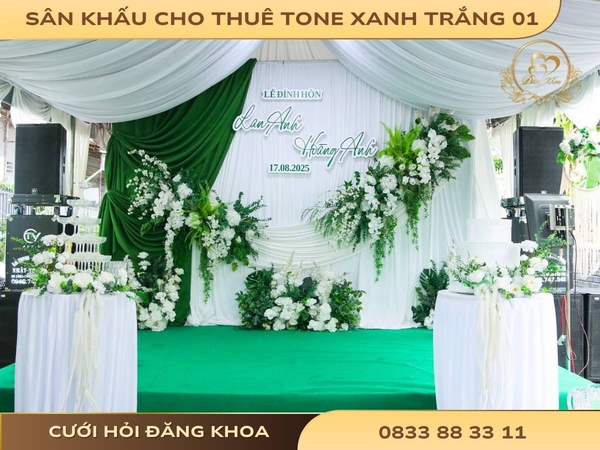 Sân khấu cho thuê tone xanh trắng 01