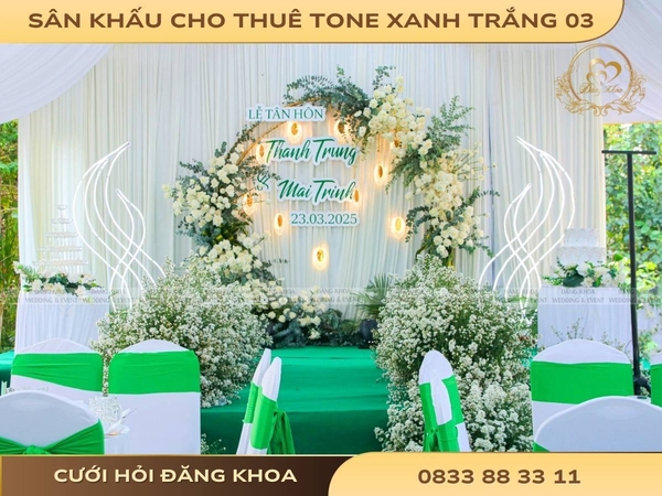 Sân khấu cho thuê tone xanh trắng 03