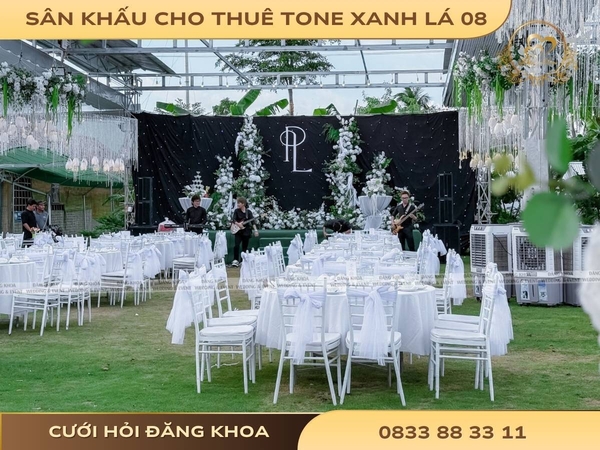 Sân khấu cho thuê tone xanh lá 08