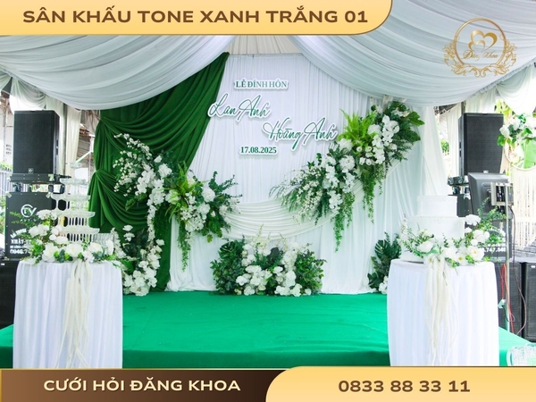 Sân khấu cho thuê xanh trắng 01