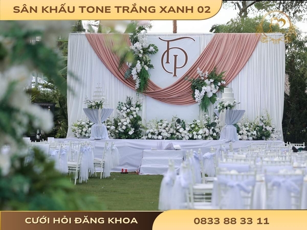 Sân khấu tone trắng xanh 02