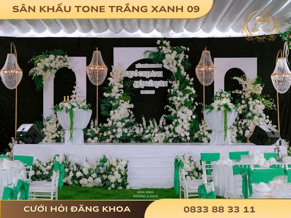 Sân khấu tone trắng xanh 09