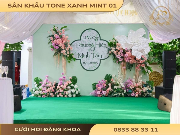 Sân khấu tone xanh mint 01