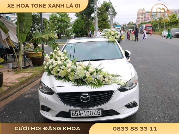 Xe hoa tone xanh lá 01