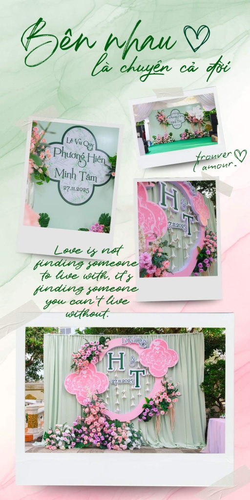 Tổng hợp trang trí gia tiên Lễ Vu Quy tone xanh mint.