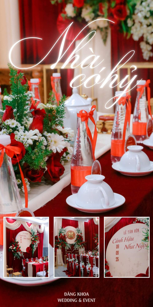 Tổng hợp trang trí gia tiên tone đỏ Nhà Có Hỷ