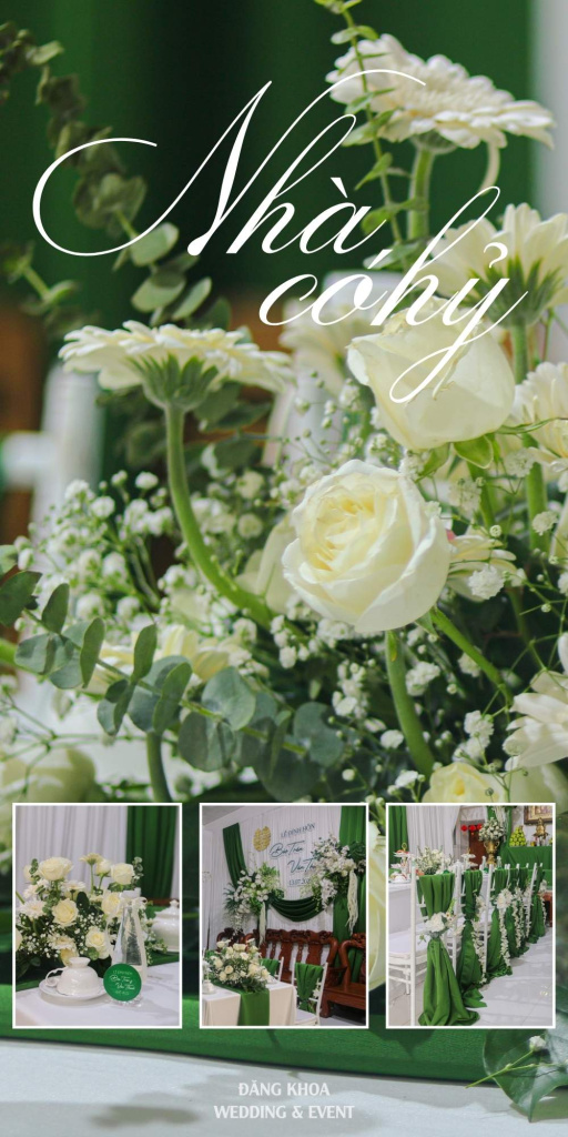 Tổng hợp trang trí gia tiên tone trắng xanh lá Nhà Có Hỷ