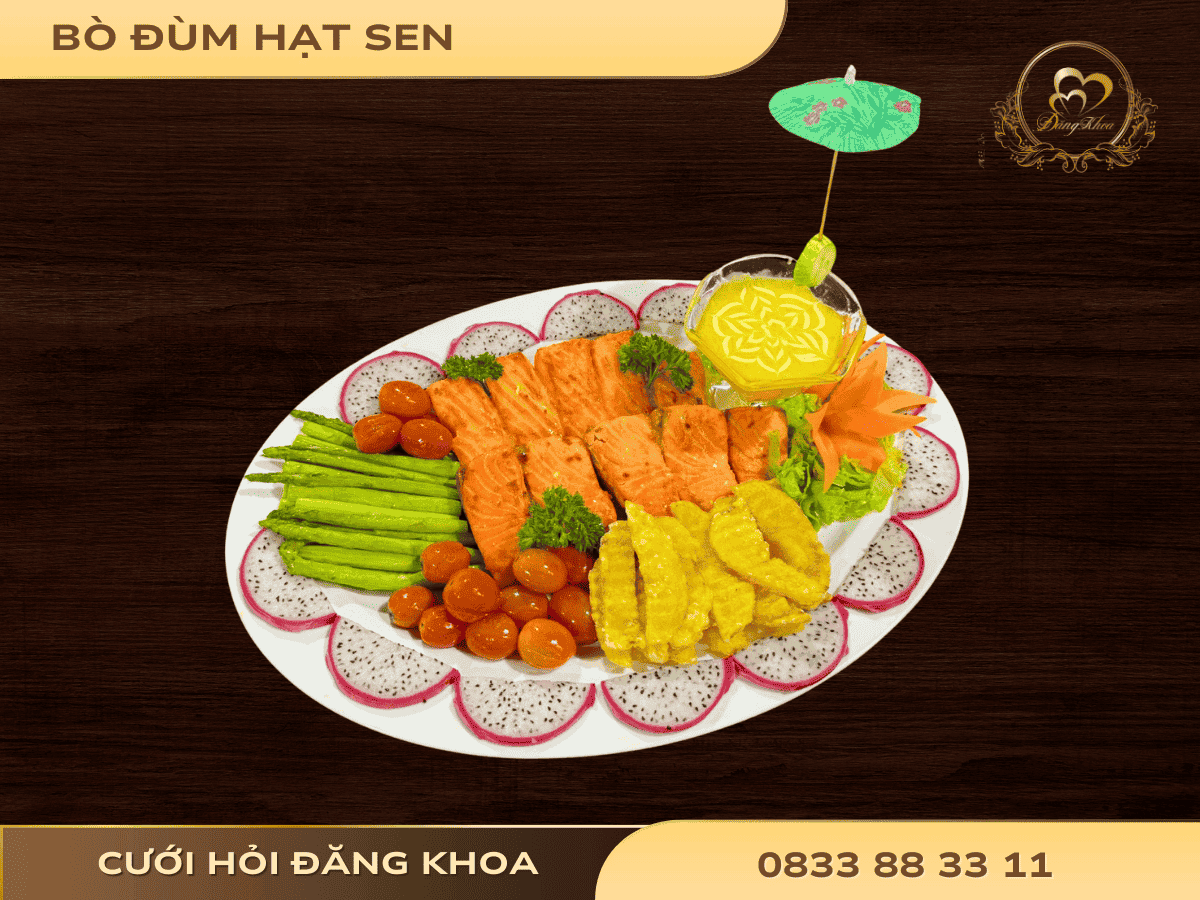 Cá hồi sốt chanh dây + măng tây