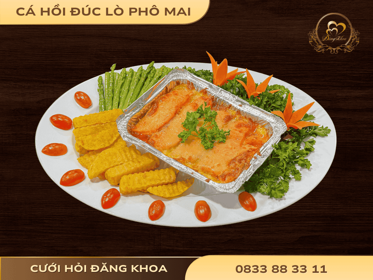 Cá hồi đúc lò phô mai + măng tây