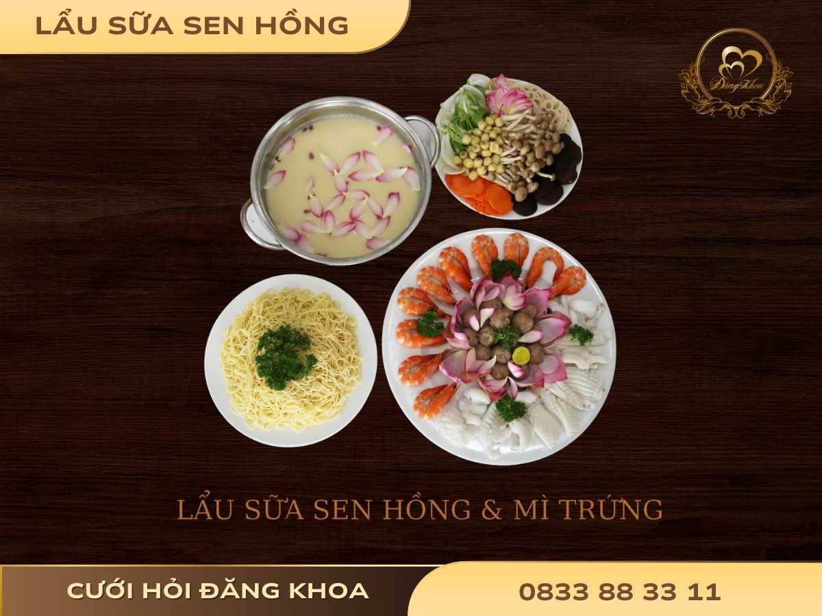 Lẩu sữa sen hồng & mì trứng