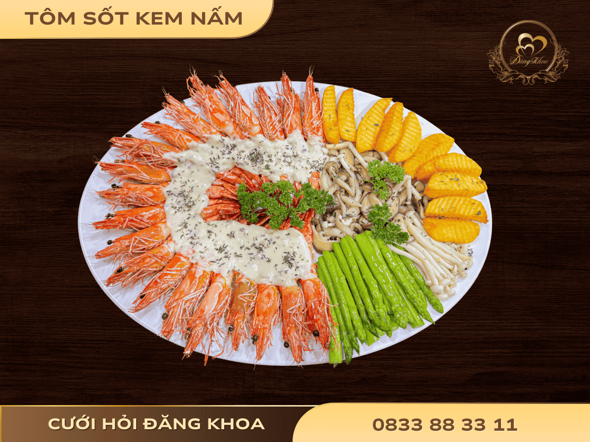 Tôm sốt kem nấm